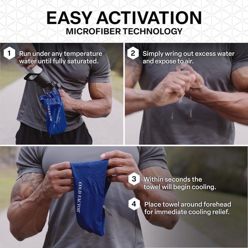 COLD FACTOR Cooling Headband for Women and Men – UPF 50+ Advanced Evaporative Comfort, Instant Cooling Sweatband for Outdoor Sports, Fitness, Yoga, Hiking, Running, and Workout – 3 Pack - Image 4